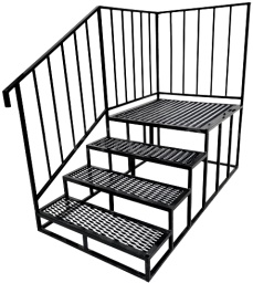 Крыльцо угловое 120см, 3 ступеньки, площадка, перила №1 изображение, анонсные картинки товара