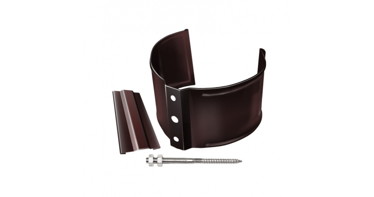 Хомут трубы металлический на камень Grand Line ПВХ коричневый (RR 32) изображение, анонсные картинки товара
