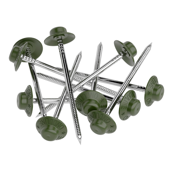Гвозди с литой шляпкой Ондулин 75 мм зеленые изображение, анонсные картинки товара