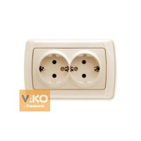 90562056 Розетка 2-я с/з крем VIKO Carmen