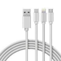 Кабель USB 3в1 Type-С (3A), Lightning (2,4A), micro USB (2A) 1м, ПВХ REXANT