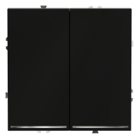 Проходной переключатель встраиваемый VOLTUM S70 двухклавишный с подсветкой 10А, (черный матовый)