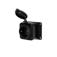 Розетка каучуковая 1 гнездо с крышкой черная, с/3, 16А, IP54, REXANT