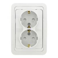Лондон Розетка 2-местная с заземлением 16А белая с защ. штор. EKF PROxima