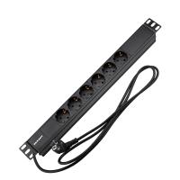 Блок распределения питания для 19" шкафов, горизонтальный, 6 розеток СЕЕ 7/4, 16A, без выкл, алюм корп, шнур 2м, вилка СЕЕ 7/7 REXANT