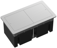 Настольный встраиваемый розеточный блок, сдвижные крышки, серебро, 4 мод. (2 мод. 45х45)