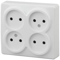 11-2210-01 ЭРА Розетка 4х2P, 16A-250В, IP20, ОУ, Эра Эксперт, белый (12/120/1920)