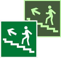 Знак наклейка E16 "Направление к эвакуационному выходу по лестнице вверх" (150х150) фотолюминесцентный ГОСТ 12.4.026-2015 EKF PROxima