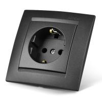 Розетка с заземлением 2P+E  16А  250В  винтовой зажим  графит