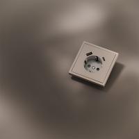 Накладка для розетки с заземлением и защитными шторками, с USB A+C, S70 Metal (платина)