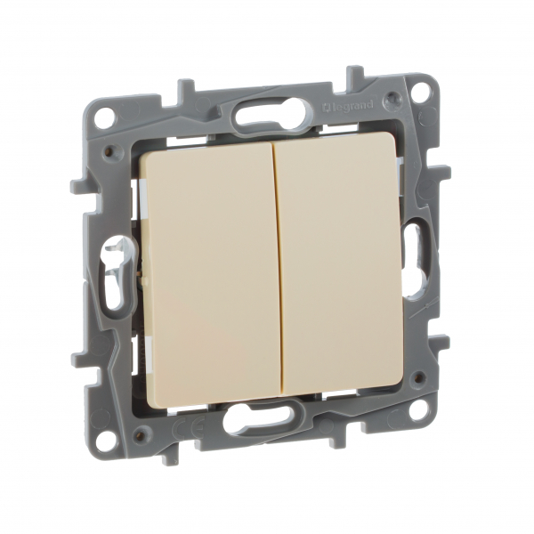 Legrand Etika Сл.кость Переключатель 2-клавишный  10А  авт. клем