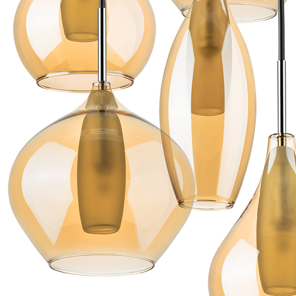 803063 Подвес PENTOLA 6х25W G9 ХРОМ/ЯНТАРЬ