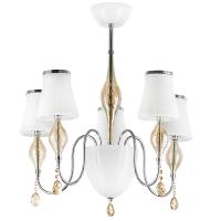 806050 Люстра потолочная ESCICA 5х40W E14+1х40W G9 БЕЛЫЙ/КОНЬЯК/ХРОМ