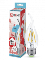 Лампа сд LED-СВЕЧА НА ВЕТРУ-deco 5Вт 230В Е27 4000К 450Лм прозрачная IN HOME