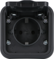 Рамка с крышкой для скрытой установки розетки одиночный, цвет антрацит, IP55, серия W55