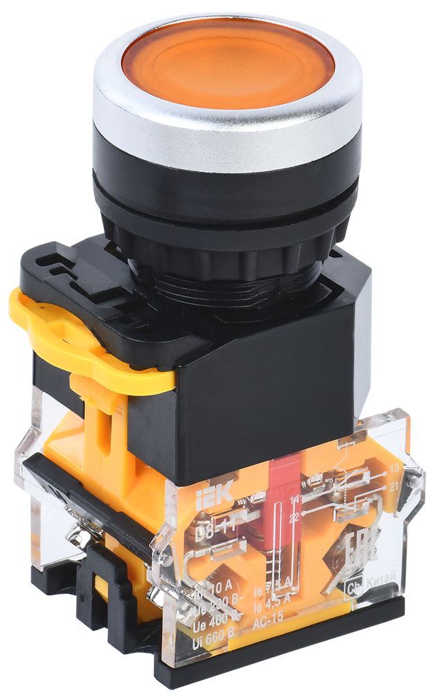 Кнопка управления D8-11 d=22мм 1з+1р желтая IEK