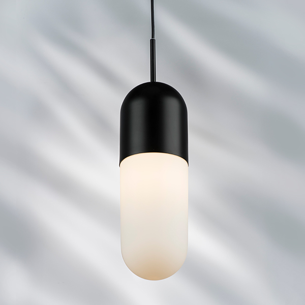 690117 Люстра RAMO 1х40W E27 ЧЕРНЫЙ МАТОВЫЙ/БЕЛЫЙ