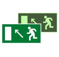Знак наклейка E06 "Направление к эвакуационному выходу налево вверх" (150х300) фотолюминесцентный ГОСТ 12.4.026-2015 EKF PROxima