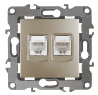 12-3109-04 ЭРА Розетка комбинированная RJ45+RJ11, IP20, Эра12, шампань (10/100/2500)
