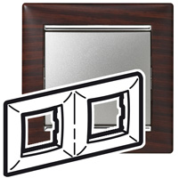Legrand Valena Темное дерево/Серебро Рамка 2-ая горизонт.