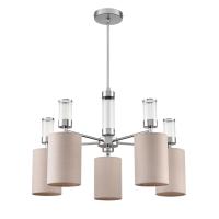 6585/5 MODERNI LN25 56 хром/бежевый, металл/текстиль, стекло Люстра подвесная E14 5*40W 220V ARNIKA