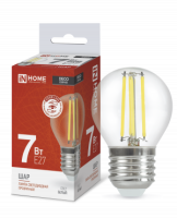 Лампа сд LED-ШАР-deco 7Вт 230В Е27 4000К 810Лм прозрачная IN HOME