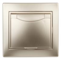 1-203-04 Intro Розетка 2P+E Schuko с крышкой, 16А-250В, IP20, СУ, Plano, шампань (10/100/1500)