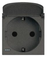 BT Axolute Антрацит Розетка с/з с защит.шторками c крышкой безвинт зажим возможность индикации 2 мод