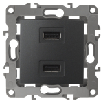 12-4110-05 ЭРА Устройство зарядное USB, 230В/5В-2100мА, IP20, Эра12, антрацит (6/60/1920)