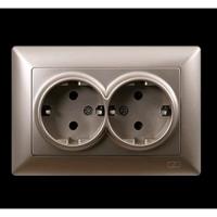 VS2815150 Розетка 2х с заземлением серебряный металлик