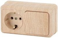 2-701-11 Intro Блок розетка+выкл. гориз. 10(16)А-250В, IP20, ОУ, Quadro, сосна (6/120/1440)