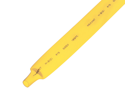 Трубка термоусаживаемая ТУТ нг 15,0/7,5мм, желтая, упаковка 50 шт. по 1м REXANT