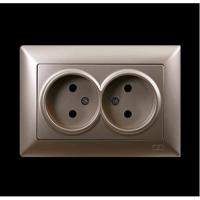 VS2825149 Розетка 2х бежевый металлик
