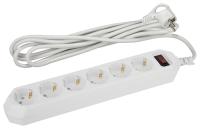 Сетевой фильтр ЭРА  USF-6es-3m-W с базовой защитой с заземлением с выключателем 6 розеток 3м 10А белый