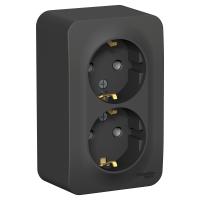 BLANCA О/У РОЗЕТКА двойная с заземл. без штор. ИЗОЛ.ПЛ.,16А, 250В, АНТРАЦИТ