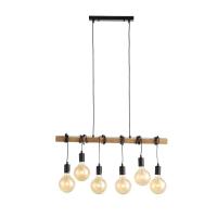 SL1142.403.06 Светильник подвесной Черный, Светлое дерево E27 6*60W BAGETTI