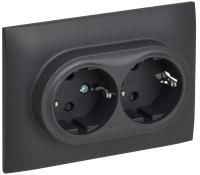 SKANDY Розетка 2-местная с заземлением с защитными шторками 16А в сборе SK-R07T титан IEK