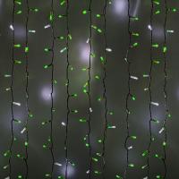 Гирлянда светодиодная Занавес 2х1,5м 360 LED ЗЕЛЕНЫЙ белый ПВХ IP65 эффект мерцания 230В соединяется NEON-NIGHT шнур в комплекте