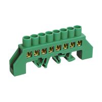 Шина PE «земля» в комбинированном зеленом изоляторе на DIN-рейку 6x9мм 8 групп REXANT 