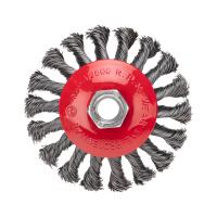 Щетка коническая для УШМ, крученая стальная проволока, 100мм, М14 KRANZ