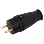 VX10-B-IP44  Вилка ЭРА VX10-B-IP44 каучуковая c заземлением 16А IP44 прямая черная