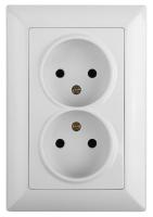 4-204-01 Intro Розетка 2х2P, 16А-250В, СУ, Solo, белый (10/100/1800)