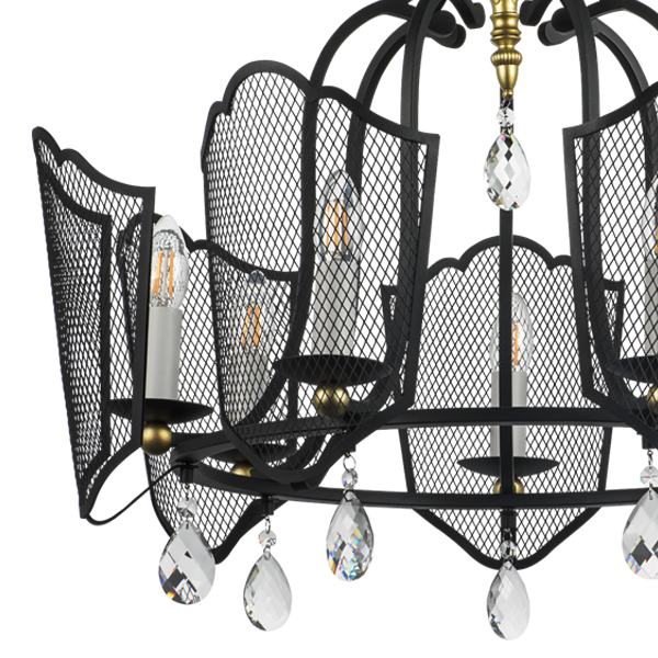 744077 Люстра CASTELLO 7х40W E14 ЧЕРНЫЙ/ЗОЛОТО