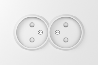 Накладка для розетки 2-й без заземления, со шторками 16A 250 В~, матовый белый, серия S08
