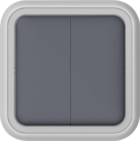 Переключатель 2-клавишный накладной, цвет серый, IP55, серия W55