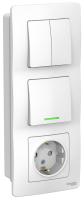 BLANCA С/У БЛОК: РОЗЕТ з/к шт 16А, 250В + ВЫКЛ 1-кл. с подсв. + ВЫКЛ 2-кл. БЕЛЫЙ