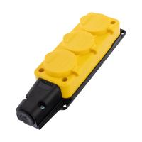 Розетка каучуковая 3 гнезда с крышкой (колодка) желтая, с/з, 16А, IP54, REXANT