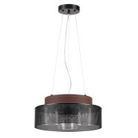 6598/3C MODERNI LN25 156 черный/черный. коричневый металл, эко кожа/металл, стекло Подвесной светильник Е27 3*40W 220V BASALTO