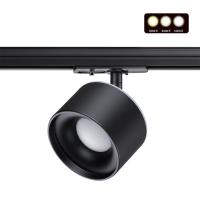 358974 PORT NT22 108 черный Светильник трековый однофазный трехжильный с переключ. цв. температуры IP20 LED 3000К\4000К\6000К 12W вниз + 3W вверх 110-