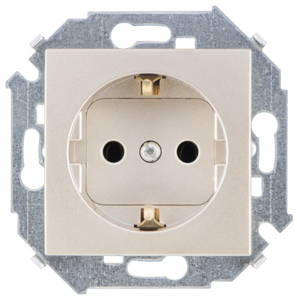 Розетка 2P+E Schuko  16А  250В  винтовой зажим  шампань